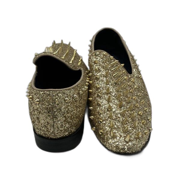 Excellent Men's Alberto Fellini Gold Spiked Glitter Loafers Gold Loafer Size 12 - Picture 2 of 6